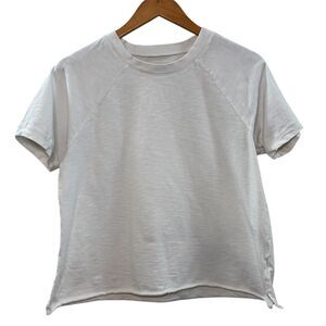 Madewell Short Sleeve Tee Raglan Sleeves Split Hem White Size Small